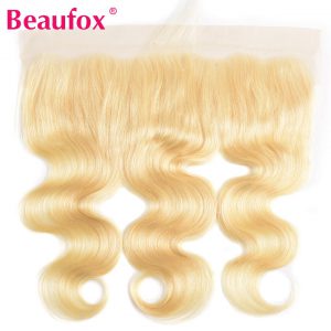 Beaufox 613 Blonde Brazilian Body Wave Lace Frontal Closure 13*4 Pre Plucked With Baby Hair Free Part Remy Human Hair Closure