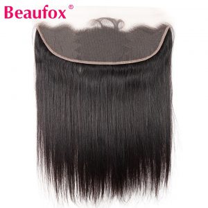 Beaufox 13*4 Ear to Ear Lace Frontal Closure Brazilian Straight Human Hair Lace Frontal Free Part Remy Hair Extension
