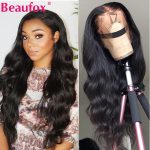 Beaufox Lace Front Human Hair Wigs For Black Women Peruvian Body Wave Lace Wigs Pre Plucked Hairline 180% 13x4 Remy