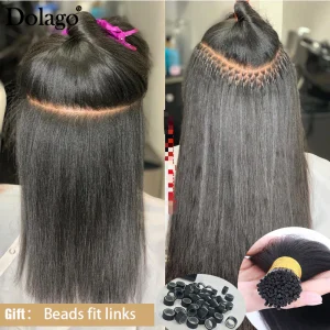 Light Yaki Straight Kinky Coarse Microlinks Hair Bulk Extenstions 100grams/bundles 1&2&3 Bundles I Tip Human Hair Microlinks