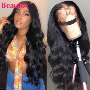 Beaufox 13*4 Body Wave Lace Front Human Hair Wigs Brazilian Lace Front Wigs Pre Plucked Free Part Remy