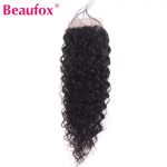 Beaufox Brazilian Water Wave Lace Closure 4x4 100% Human Hair Closure Remy Free Part Medium Brown 8-20 Inches