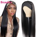 Beaufox Headband Wig Human Hair Wigs Peruvian Straight Hair Wigs For Black Women Remy Human Hair Scarf Headband Wigs 8-28 Inch