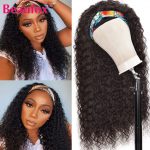 Beaufox Water Wave Human Hair Wig Headband Wig For Black Women Malaysian Curly Human Hair Wigs With Headband Remy Scarf Wig