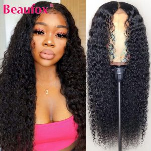 Beaufox T Part Lace Wig Human Hair Wigs For Women Peruvian Water Wave Lace Front Wigs Pre-Plucked Remy Human Hair Deep Part Wigs