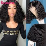 Beaufox Brazilian Deep Wave Bob Wig Short Lace Front Human Hair Wigs For Women Lace Closure Wig Curly Human Hair Lace Wig Remy