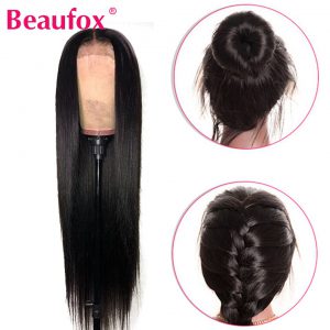 Beaufox 360 Lace Frontal Wig Pre Plucked Peruvian Straight Lace Front Human Hair Wigs 150% Density Remy 360 Lace Wigs
