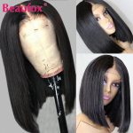 Beaufox Short Bob Lace Front Wigs Indian Straight Human Hair Wigs 150% Lace Closure Wig Pre Plucked Hairline With Baby Hair Remy
