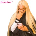 Beaufox 613 Lace Front Human Hair Wigs 613 Blonde Wigs Brazilian Straight Front Lace Wig 13x4 Pre Plucked 150% Remy