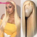 Beaufox Malaysian Straight 613 Lace Front Wigs 13x4 Lace Front Human Hair Wigs Transparent Blonde Lace Frontal Wigs Remy