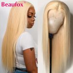 Beaufox 613 Human Hair Wigs 613 Blonde Brazilian Straight Lace Front Human Hair Wigs Pre Plucked 150% Remy 613 Lace Wig