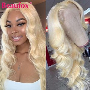Beaufox 613 Lace Front Wig Blonde Lace Front Human Hair Wigs Brazilian Body Wave Wig Remy 613 frontal Wig Pre Plucked Hairline