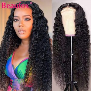 Beaufox Water Wave Lace Front Wig Malaysian Curly Human Hair Wigs For Women 13x4 Pre Plucked Lace Frontal Wigs With Baby Hair