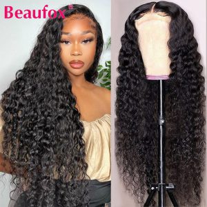 Beaufox Lace Front Human Hair Wigs For Women Peruvian Deep Wave Wigs Pre Plucked Lace Wig With Baby Hair Curly Hair Lace Wigs