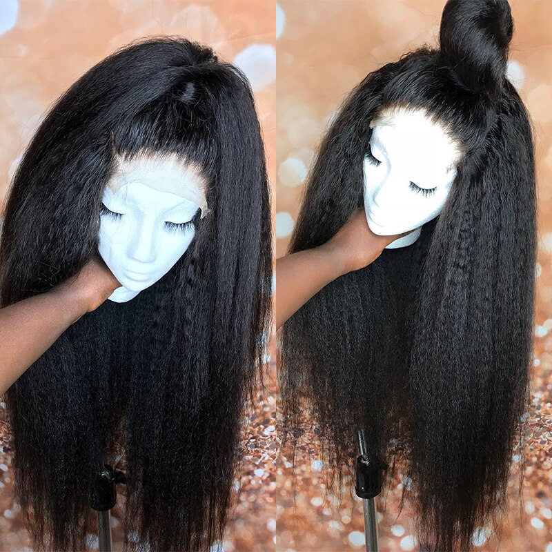 Kinky Straight Glueless Full Lace Human Hair Wigs 250 Density Full Yaki Coarse Blow Out Full Lace Wig Dolago Virgin Hair Wigs - Image 2