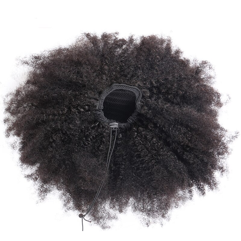 Afro Kinky Curly Ponytails For Women Peruvian 100% Human Hair Clip In Hair Extension Natural Black Dolago Remy Hair Products - Image 3