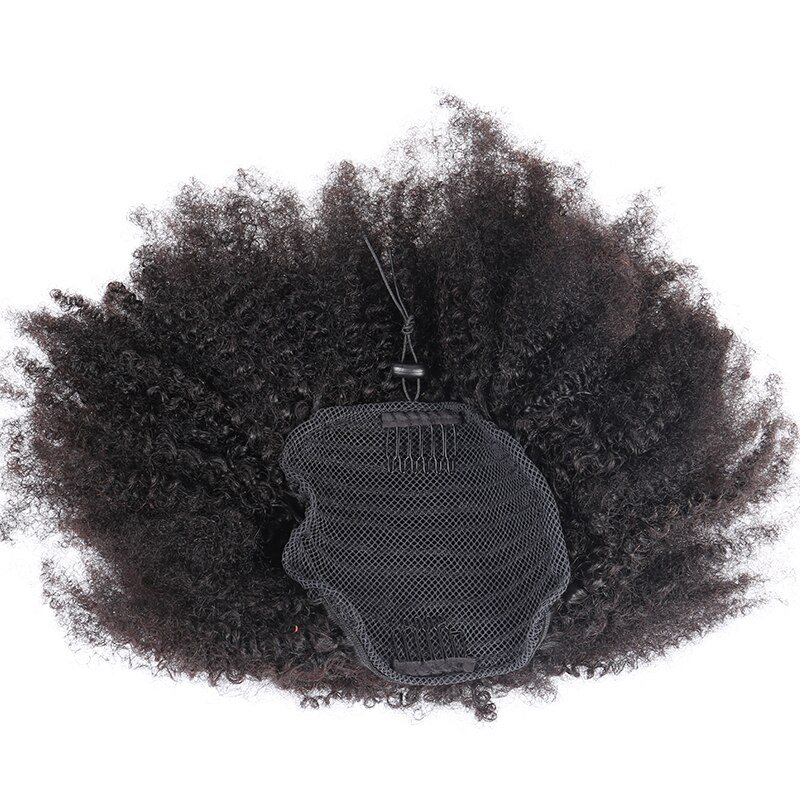 Afro Kinky Curly Ponytails For Women Peruvian 100% Human Hair Clip In Hair Extension Natural Black Dolago Remy Hair Products - Image 4