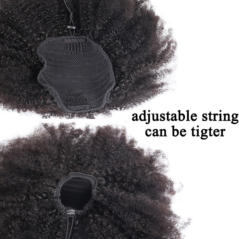 Afro Kinky Curly Ponytail Remy Hair Pieces For Women Natural Black Clip In Ponytails Drawstring 100% Human Hair Dolago Products - Image 4