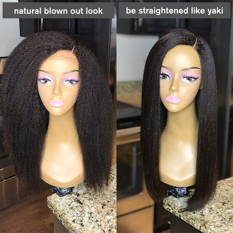 Kinky Straight Glueless Full Lace Human Hair Wigs 250 Density Full Yaki Coarse Blow Out Full Lace Wig Dolago Virgin Hair Wigs - Image 4