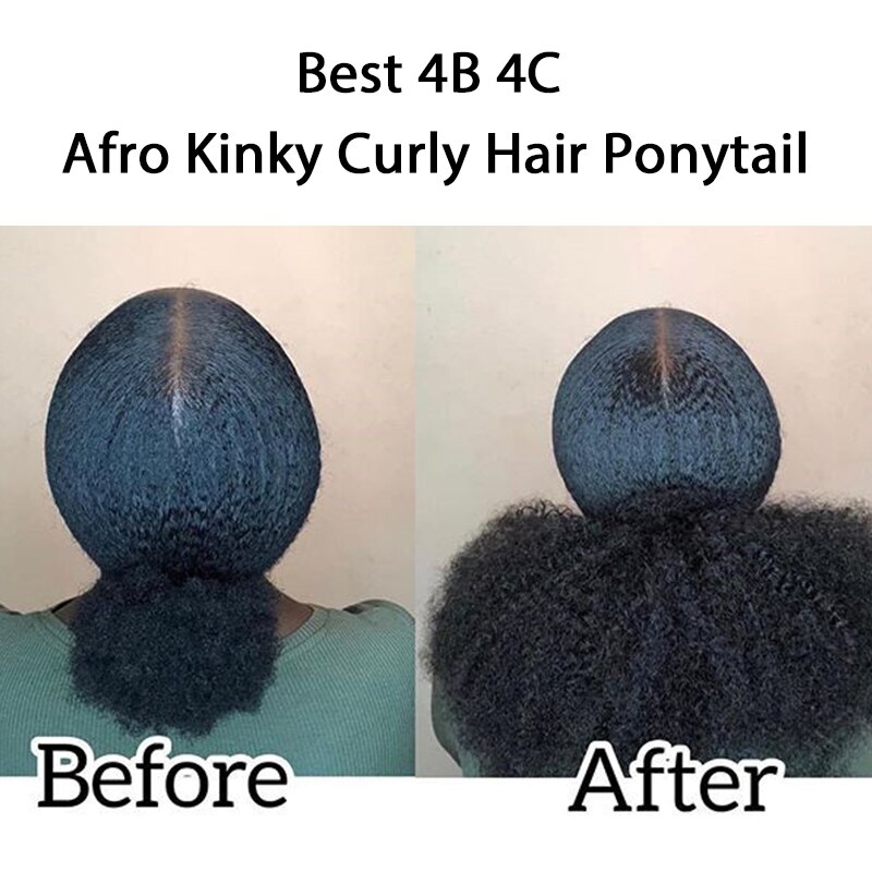 Afro Kinky Curly Ponytail Remy Hair Pieces For Women Natural Black Clip In Ponytails Drawstring 100% Human Hair Dolago Products - Image 5