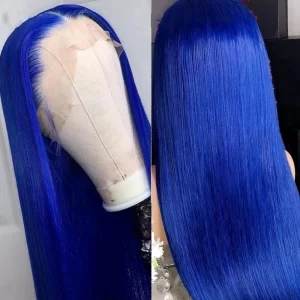 Charisma Long Straight Synthetic Lace Front Wig Blue Wig Middle Part Pre Plucked Glueless Wigs For Black Women