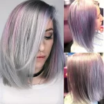 Ombre 1B Grey Pink Short Bob Lace Part Human Hair Wigs Straight Wigs For Women Remy Brazilian Hair 3"-9" Inch Ms Love
